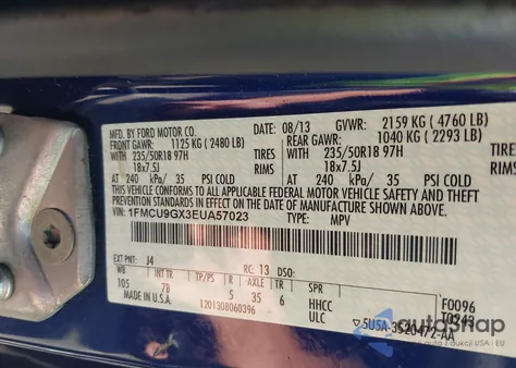 2014 Ford Escape Se z USA, uszkodzony, nr VIN 1FMCU9GX3EUA57023